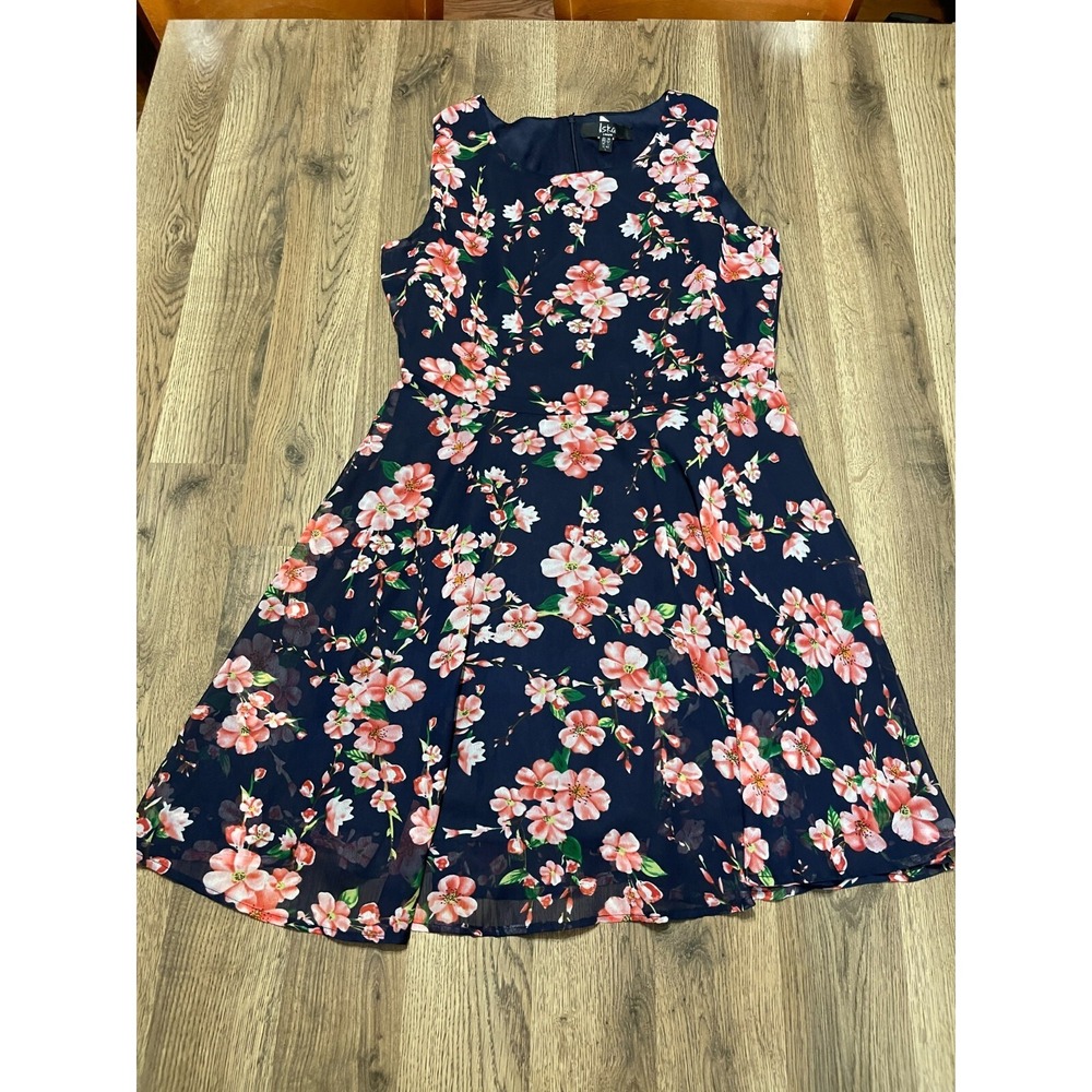 Iska London Dress, Women's Size Large, Blue Green Pink, Floral, Sleeveless